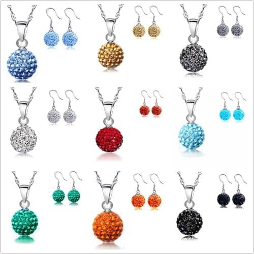 Yingwu Jewelry Set Wedding African Beads Crystal Bridal Jewellery Set Rhinestone Ball Pendant Necklace Earrings Set