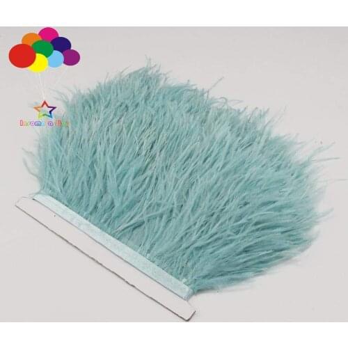 Z&Q&Y natural beautiful ostrich hair dyed gray blue fabric edge DIY performance clothing skirt bag decoration material