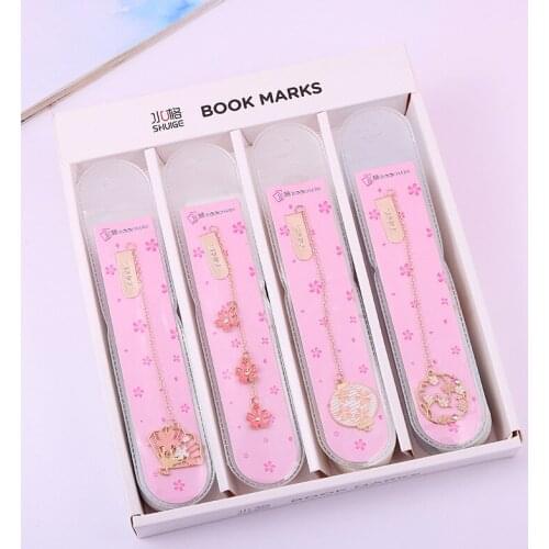 Sakura Bookmarks Cute for Books Stationery Teacher Gift Novelty Metal Bookmark Cartoon Book Markers School Office Stationery