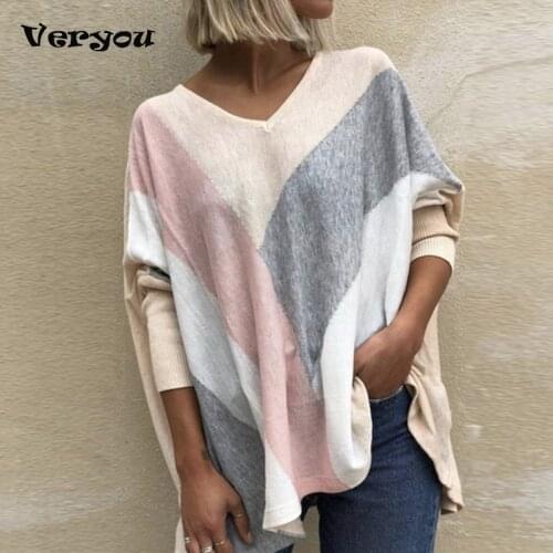 2021 New Hit Contrast Color V Neck Long Sleeve Casual Basic Splice Tops For Women Clothing Color Stitching Womens T-shirt Tops
