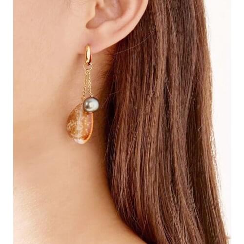 DM Ladies High Quality Jewelry Baroque Pearl Drop Earring Trendy Ohemia Style Natural Shell Oorbellen 2020 New Accessorie Aretes