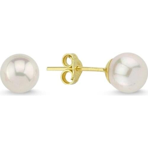 Gold Pearl Earrings TTGKPA15-Certified 14K Gold-A perfect gift for your Loved Ones-Ephesus Gold & Diamond