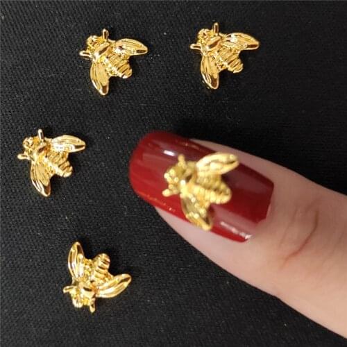 40Pcs Gold Nail Art Decorations 3d Bee Animal Charms Decors Bling Nailart Supplies nail accessories for professionals