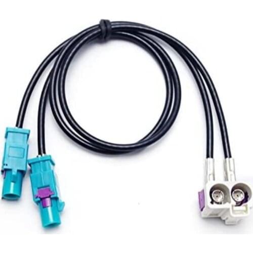 2Female to 2Male FAKRA II Radio Antenna Adapter forVW J-etta/Golf MK5/MK6/Passat B6/B7/Tiguan RNS510(MFD3)/RCD510/310