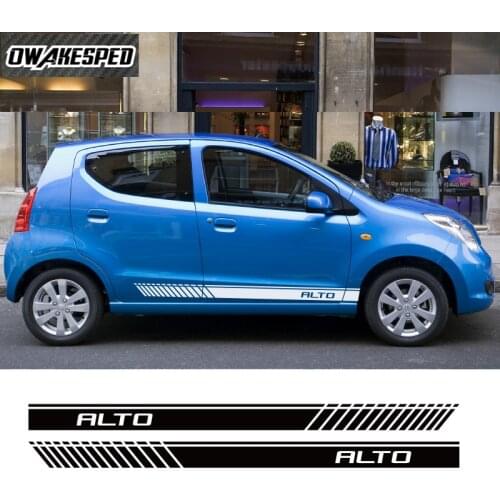 2PCS Car Styling Door Side Stickers For-Suzuki Alto Racing Sport Auto Body Stripes Skirt Decor Stickers Vinyl Decals