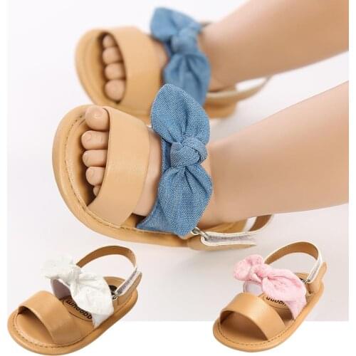 2021 Newborn Baby Girl Cute Summer Sandals Fashion Cute Bowknot Anti-Slip Soft Princess Style Sole Shoes