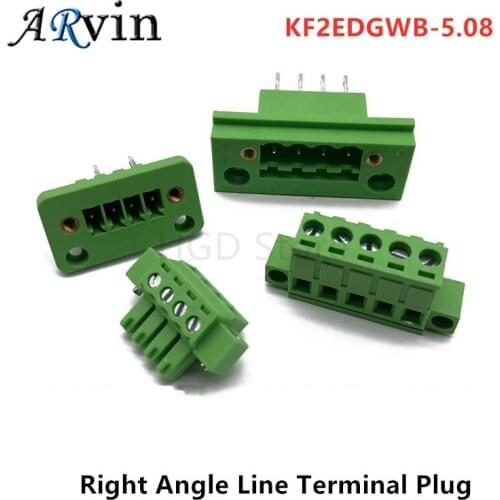 2EDG 5.08 2/3/4/5/6/7/8/9/10/12Pin Right Angle Line Terminal Plug Type KF2EDGWB 5.08mm Pitch Connector Pcb Screw Terminal Block