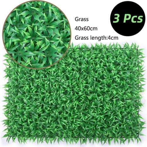 3 Pcs 40x60cm Green Artificial Grass Grasses Plants Wall Fake Lawn Simulation Miniature Garden for Home Garden Decoration