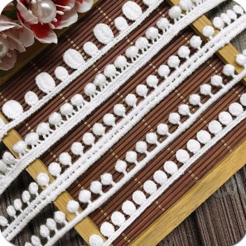 30Yards White Cotton Pompom Lace Trims Ribbon DIY Clothes Sofa Curtain Edge Wrapping Decoration Handmade Sewing Accessories