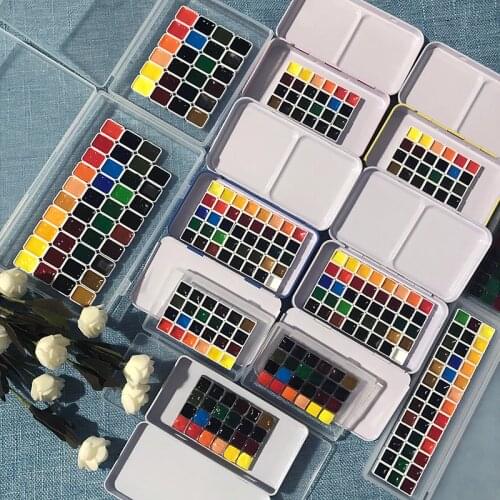 39/ 24 Colors Cartoon Watercolor Pigment Subpackage Van Gogh 0.5ml 40 Colors Panchromatic Acuarelas with Portable Box