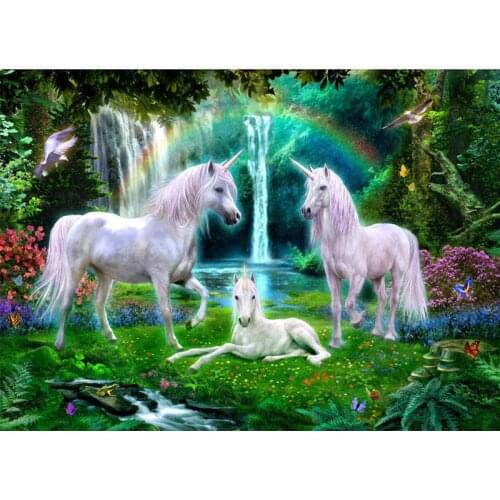 5D Diy Diamond Painting Rainbow White Unicorn Full Square Animals Embroidery Rhinestone Round Kits Wedding DecorationsZP-3844