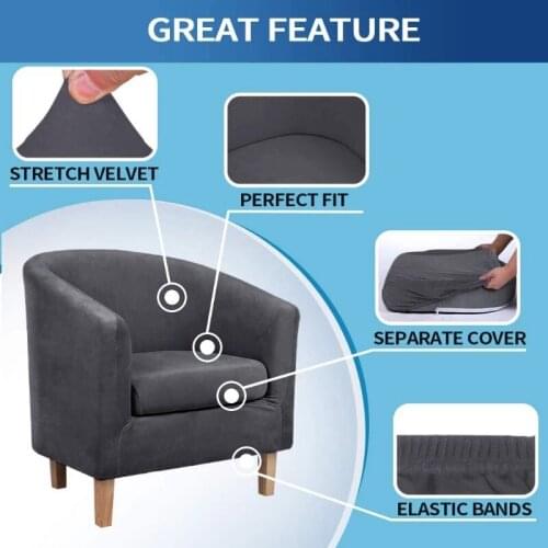 Velvet Tub Armchair Seat Covers Solid Color Bathtub Couch Covers Soft Sofa Slipcovers for Bar Counter