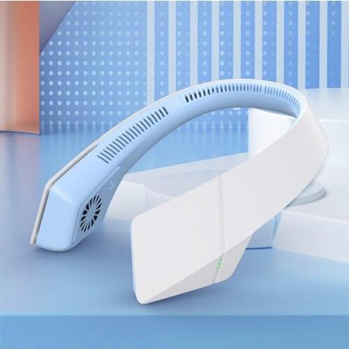 Mini Bladeless Neck Fan USB Type Double Charge Silent Summer Outdoor Sports Hanging Fans Air Cooler Wearable Neckband Fan FS66