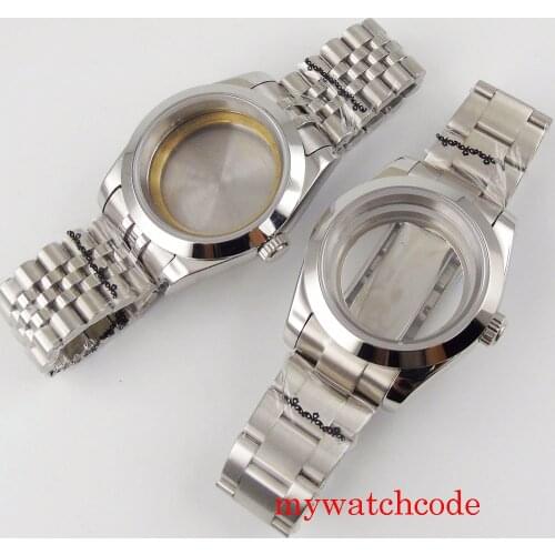 Bliger 40mm Polished Stainless Steel Mens Watch Case Sapphire Glass Jubilee Strap Fit NH35 MIYOTA 8215 Movement
