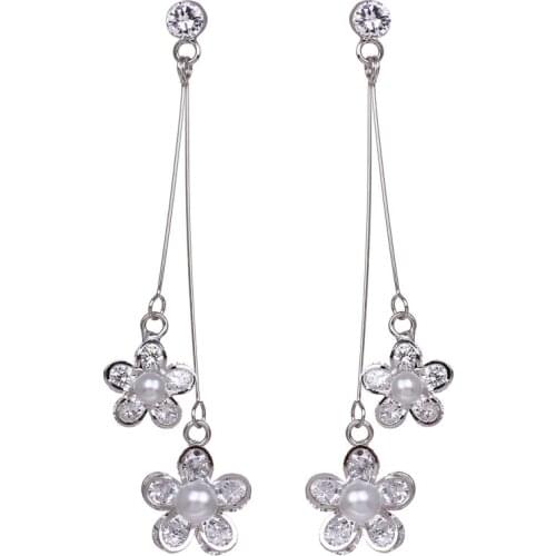 Bettyue Brand Charming Dangle Flower With Pearl AAA Zircon Jewelry Earrings For Women European Style Creative Decroative Gifts