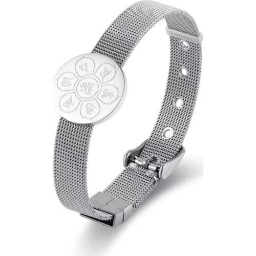 Buddhist Jewelry Six-character Mantra Watch with Bracelets Stainless Steel Bangle Men and Women Accessories Gifts