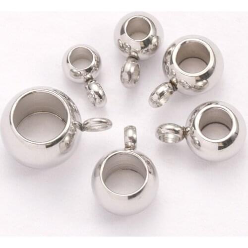 MINGXUAN 10pcs Stainless Steel Pendant Clip & Pendant Claps Silver Tone Bail Beads for DIY Jewelry Making Findings Hole 3/4mm