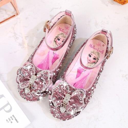 Disney Childrens 2021 Girls Bow Kids Shoes Girls Pearl Princess Dance Casual Shoe Childrens Party Shoes Womens sandals
