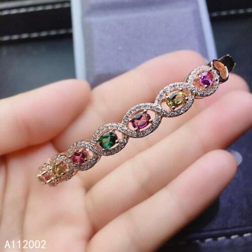 KJJEAXCMY fine jewelry natural Tourmaline 925 sterling silver new women hand bracelet wristband support test noble
