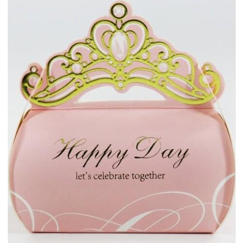 10pcs/Lot Bronzing Crown Favor Candy Box for Wedding Party Birthday Engagement Candy Boxes Chocolate Gift Packaging Box