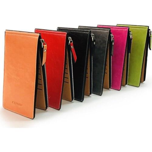 New Long Unisex PU Wallet Casual Thread Credit Business ID Card Holder Travel Wallet Men Mobile Phone Money Bag Coin Purses