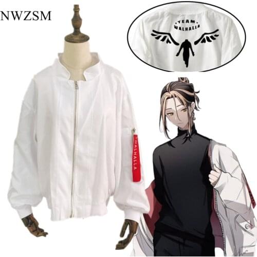 Anime Tokyo Revengers Hanemiya Kazutora Cosplay Costumes White Coat Valhalla Uniform Baseball Coat Mikey Draken