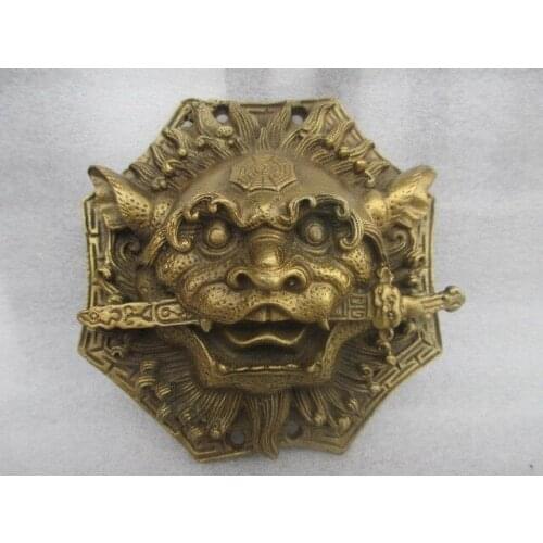 Un par de detalles de latón chino feng shui favorable Estatua de la bestia, para evitar la mala suerte