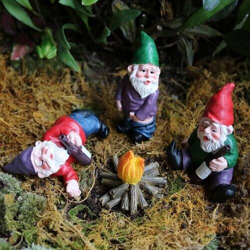 Miniature Garden Gnome Figurines Funny Mini Gnomes Elf Figure Micro Resin Fairy Garden Dwarf Kit for Terrarium Bonsai Decoration