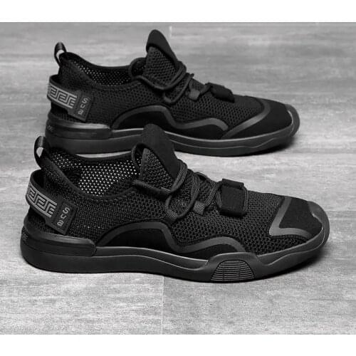 Mens Summer Casual Shoes Mesh Woven Hollow Color Matching Round Head Sports Casual Shoes Soft Soled Breathable Casual Shoes