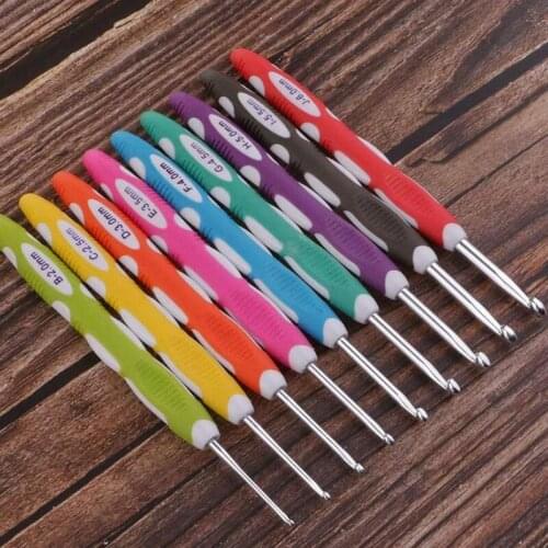 9 Color Set Of Two-Color Soft Handle Aluminum Crochet Set Diy Handmade Sweater Needle Knitting Tool