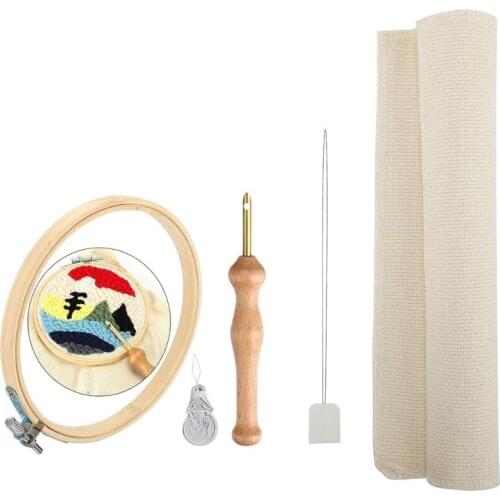 Thick Wool Embroidery Needle Set with Wooden Handle Craft Needlework Stitching