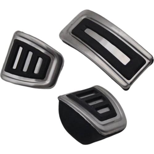 3x Stainless Steel Brake Pedals Pads Cover Set for Jetta Golf MK4 IV
