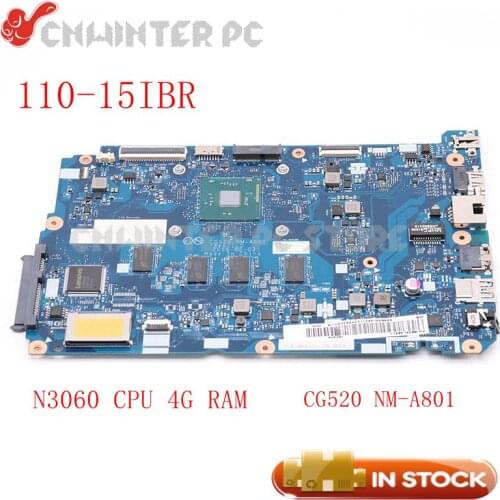 NOKOTION 5B20L46211 Laptop Motherboard For LENOVO Ideapad 110-15IBR CG520 NM-A801 MAIN BOARD SR2KN N3060 CPU 4GB