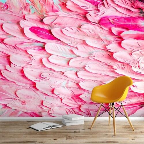 Nordic Style Modern Simple Color Feather Wallpaper Light Luxury Background Wall 3D Golden Feather Murals Living Room Wall Papers