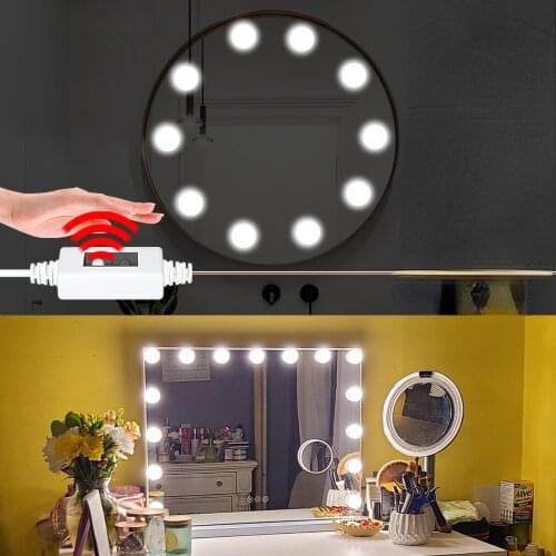 New Hollywood Makeup Mirror Wall Light LED Touch Switch USB Bathroom Wedding Show Professional Dressing Table Pink Mirror Lamp