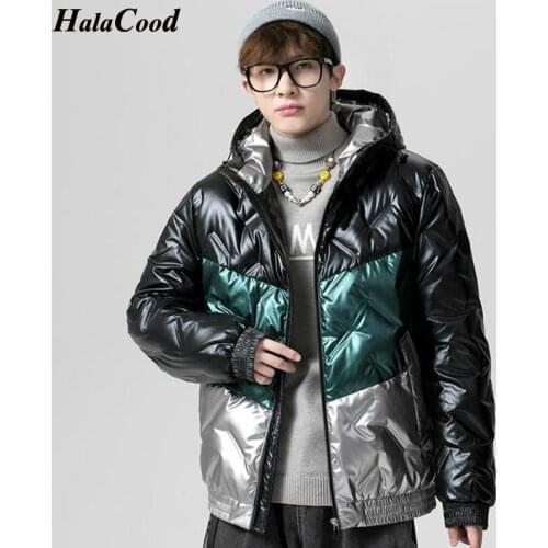 HALACOOD Men Fashion Winter Casual Warm Thin Down Jacket Parkas Down Coats New Autumn Outwear Windproof Hat Parkas Jacket Men