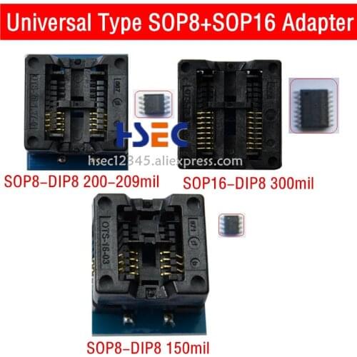 3pcs sop8 sop16 to dip8 Adapter IC Socket for CH341A EZP2010/2013/2019 RT809H/RT809F minipro TL866CS/A TL866II Plus Programmer