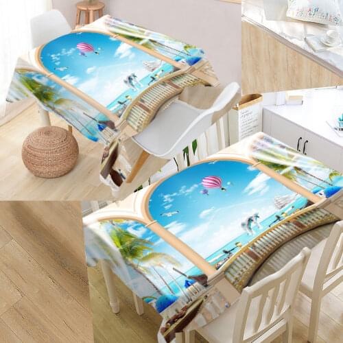 ShunQian Beach Palm 3D Tablecloth Square /Rectangular Tablecloth For Wedding Table Cloth Cover TV Covers Tea Tablecloth