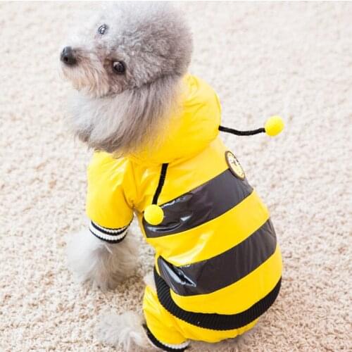 Cute Bee Design Pet Dog Clothing Cat Clothes Puppy Hoodie Plush Warm Winter Coat Apparel Costume Accessory for Dogs Pets w/Hat