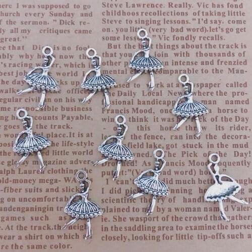Wholesale 45pcs Charms ballerina girl 22x12mm Tibetan Silver Plated Pendants Antique Jewelry Making DIY Handmade Craft