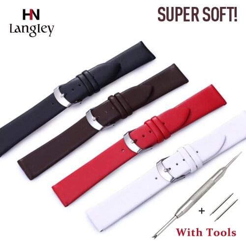 Ultrathin Cowhide Genuine Leather Watchband Super Soft Strap Accessories For Men Women Wristbands 8/10/12/14/16/18/20/22mm+Tools