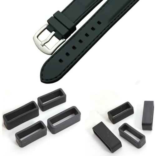 YCYS 20mm watch Straps watch repair parts Black Watch Strap Retaining Hoop Loop Rubber Retainer Buckle Holder