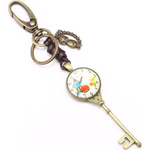 Retro Bronze ColoKey Shape Keychain Beautiful&Attractive Clock Quartz Pocket Pendant Watch Fashion key Chain New Key Accessories
