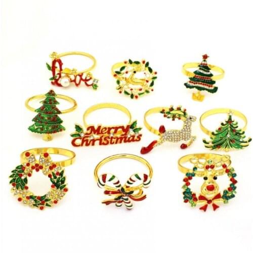 Christmas Napkin Rings Napkin Clasps Alloy Napkin Rings Napkin Buckles Dinner Wedding Party Table Decoration