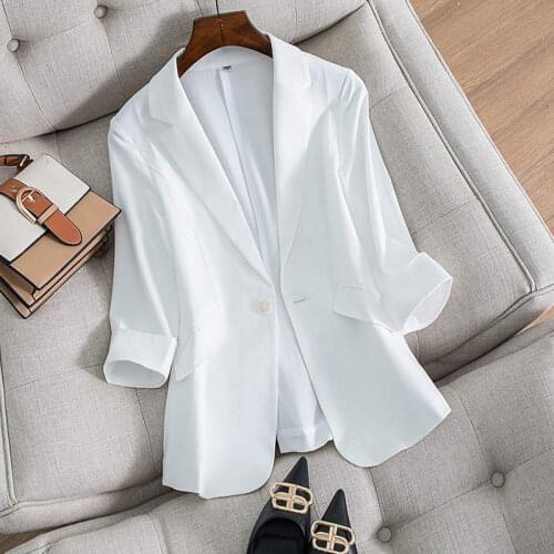 Spring Autumn Women Casual Suit Jacket Women 4XL Plus Size Fashion Linen Blazer Office Blazers Suit Coat R137