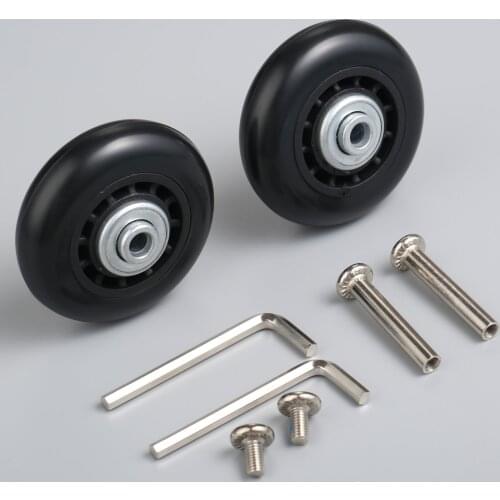 2kits 60x17mm Suitcase Replacement Wheels Travel Luggage Wheel OD 6mm Rubber Steel Axles+screws+Wrenches Repair Part Tools Set
