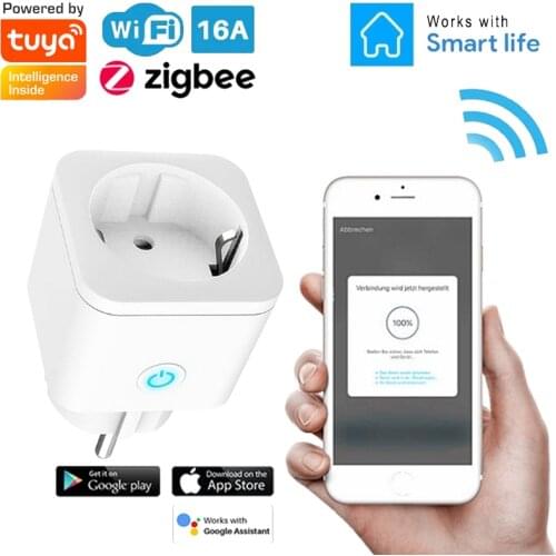 ZIGBEE Smart Plug Socket EU 16A Power Monitor Timing Function Tuya Smart Home Wireless Control Works With Alexa Google Assistant