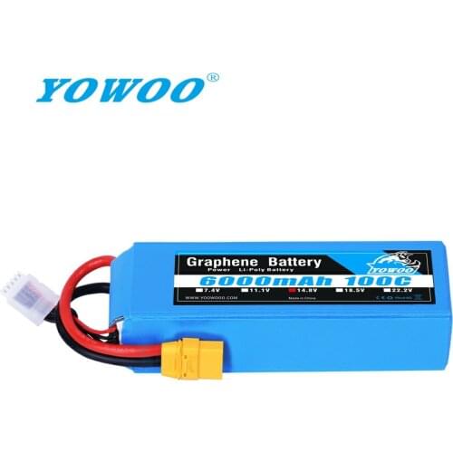 Yowoo 4S Lipo Battery 6000mAh 14.8v 100C Graphene Battery with EC5 XT90 plug for Tracxas RC Car Truck Drone Quadcopter Boat