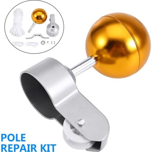 10PCS Flag Pole Parts 2 Inch Diameter Premium Pulley Gold Metal Ball Flagpole Clips Accessories Kit For Garden Flagpole Flag