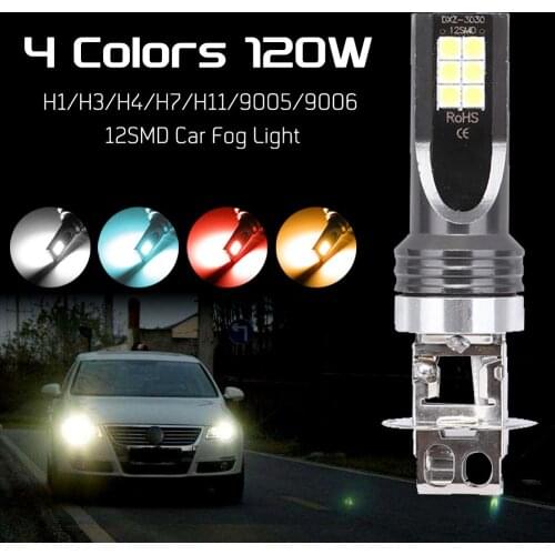 2Pcs H4 H7 9005 9006 H1 H3 12LED-3030SMD Canbus LED Bulb Car Led Fog Driving Lamp Light 12V 6000K